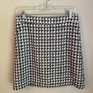 LOFT size 2 tweed skirt, off white/navy